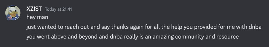 Message from a DNB Academy student about the program