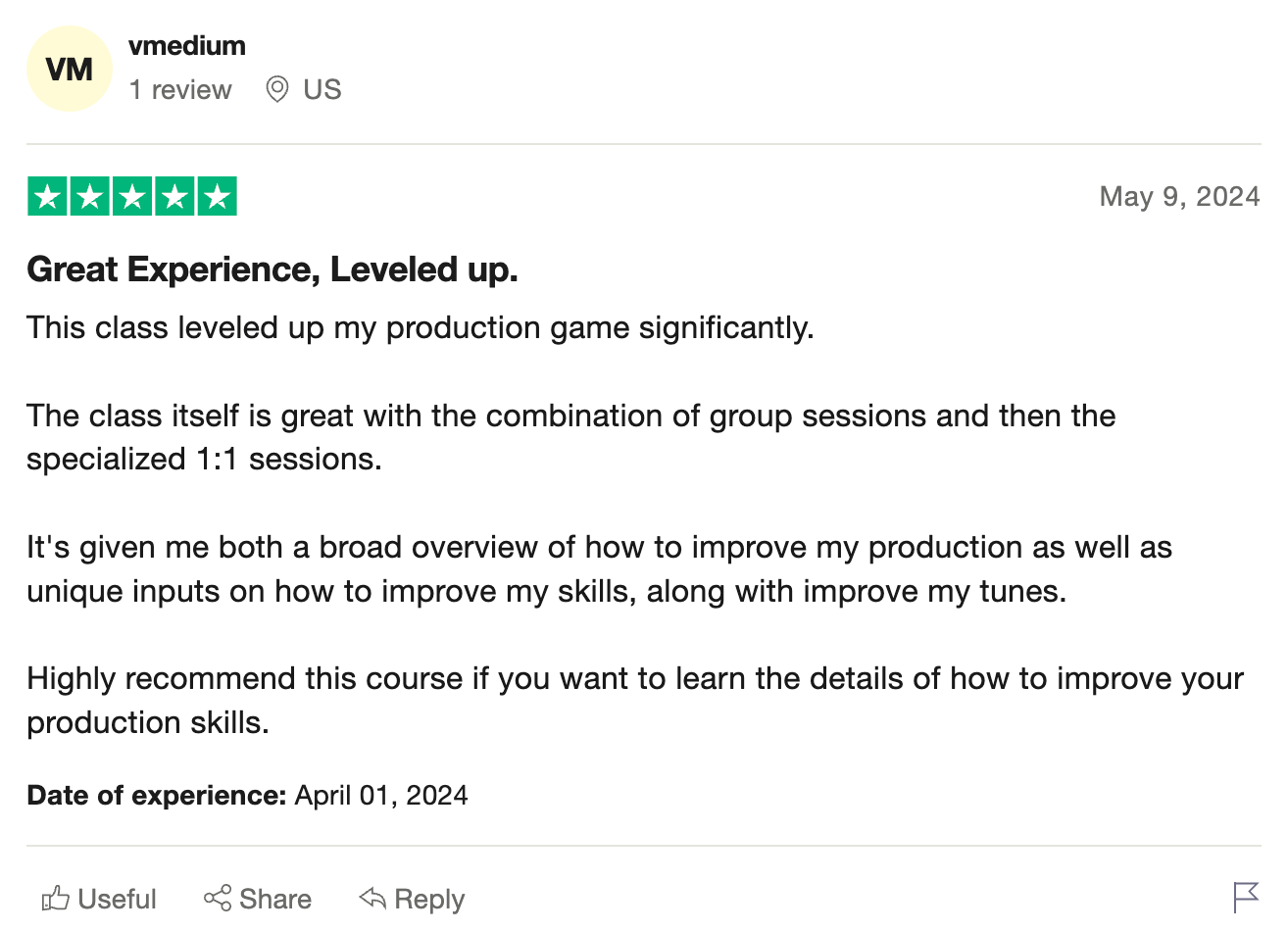DNB Academy Trustpilot review from a verified student