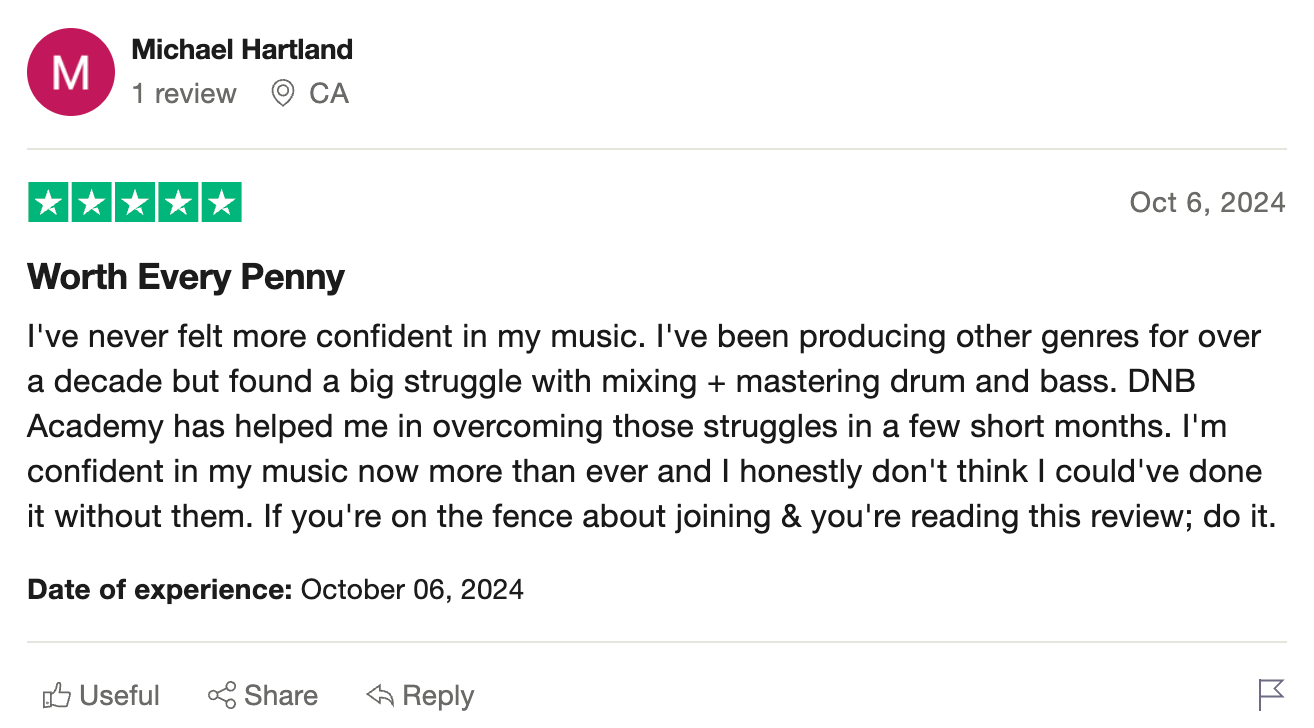 DNB Academy Trustpilot review from a verified student