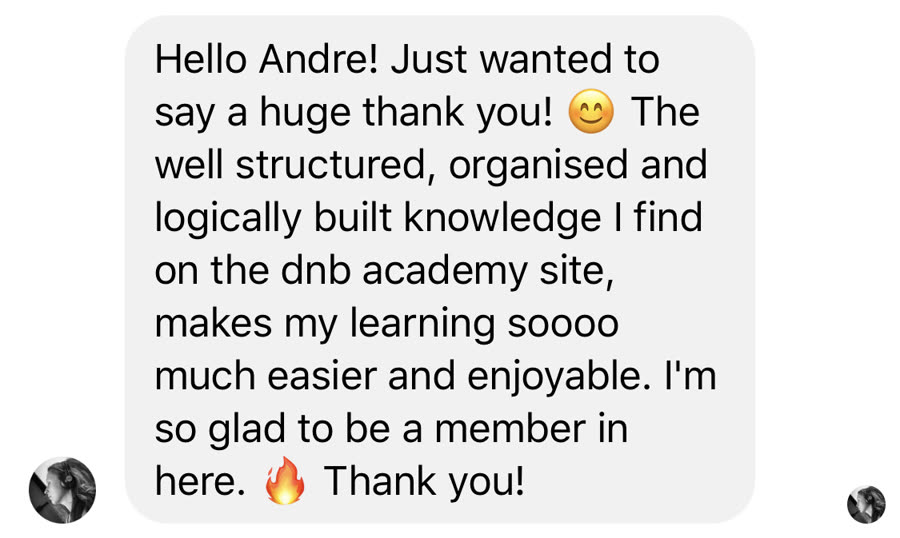 Message from a DNB Academy student about the program