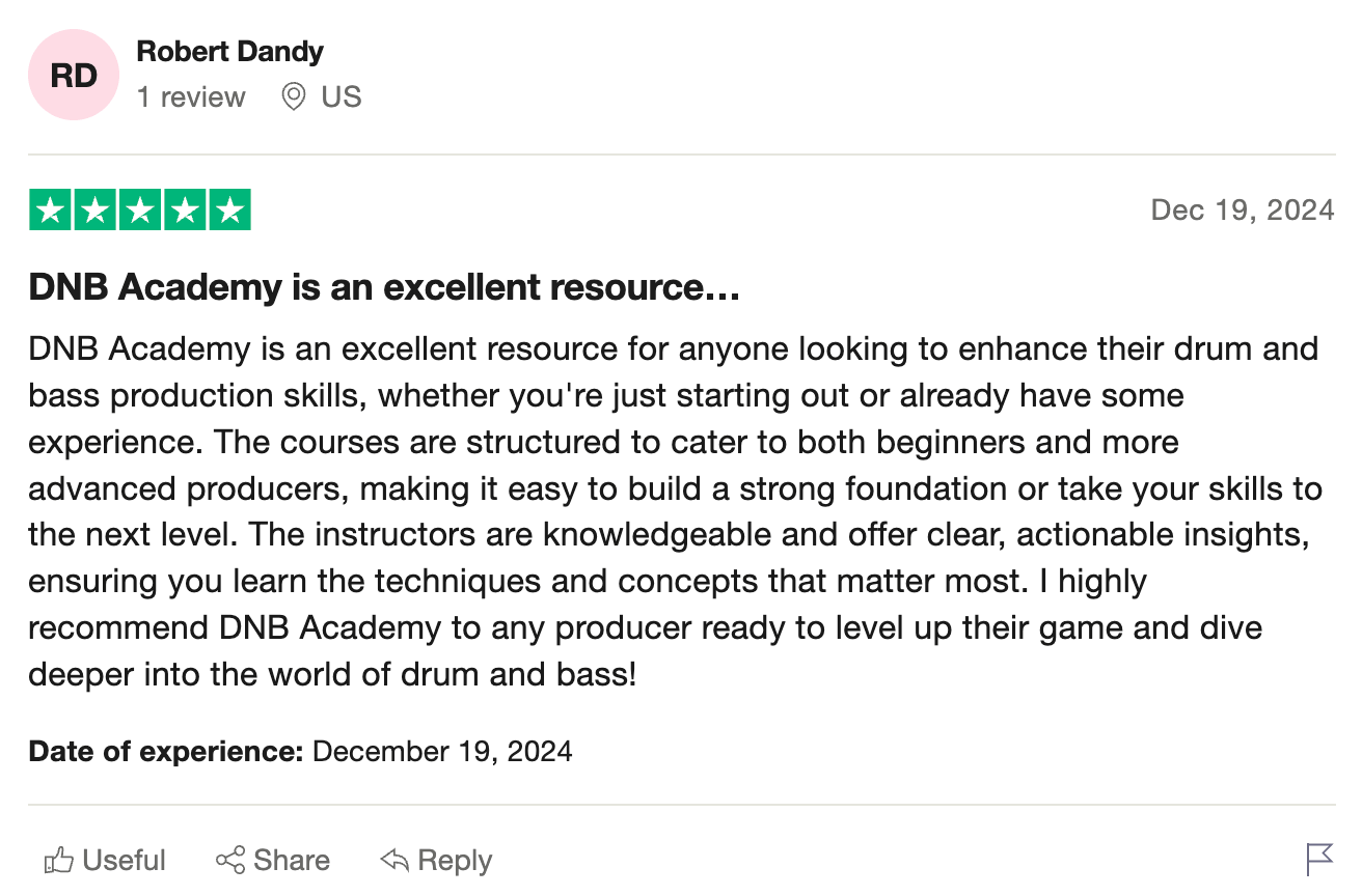 DNB Academy Trustpilot review from a verified student