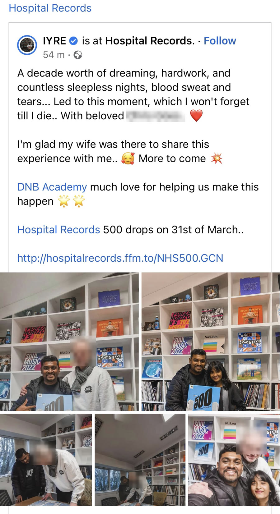 IYRE at Hospital Records, thanking DNB Academy