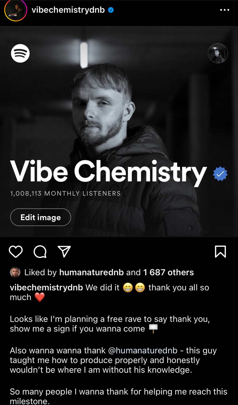 Vibe Chemistry thanking their DNB Academy mentor