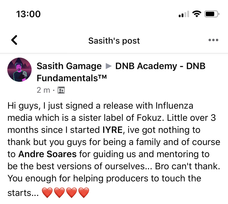 Message from a DNB Academy student about the program