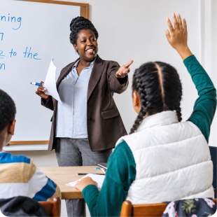 Teacher with students