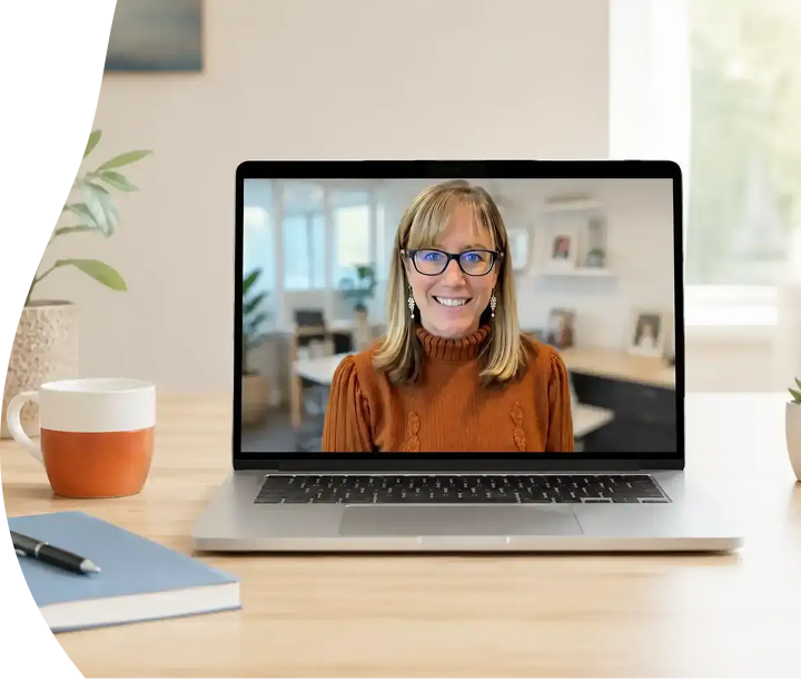 Tracey coaching a teacher on a video call