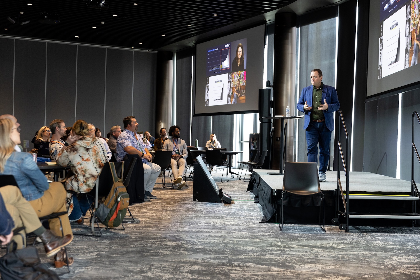 Jean Moncrieff speaking on stage