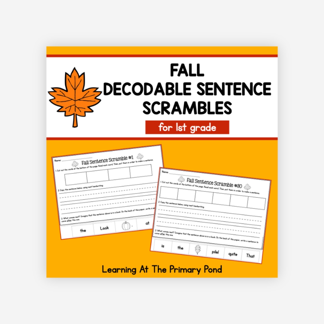 Preview of Fall Sentence Scrambles for 1st Grade