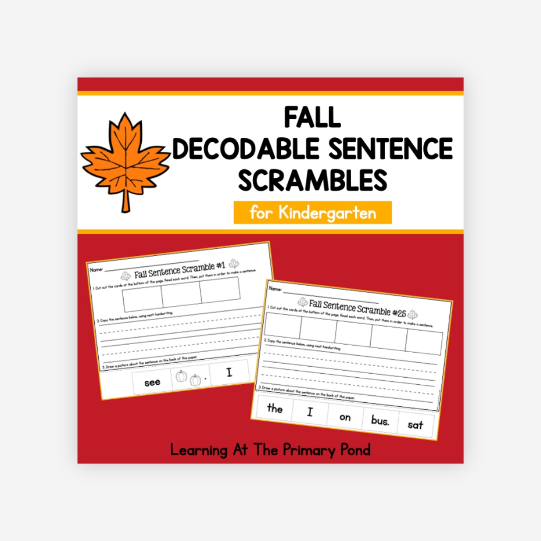 Preview of Fall Sentence Scrambles for Kindergarten
