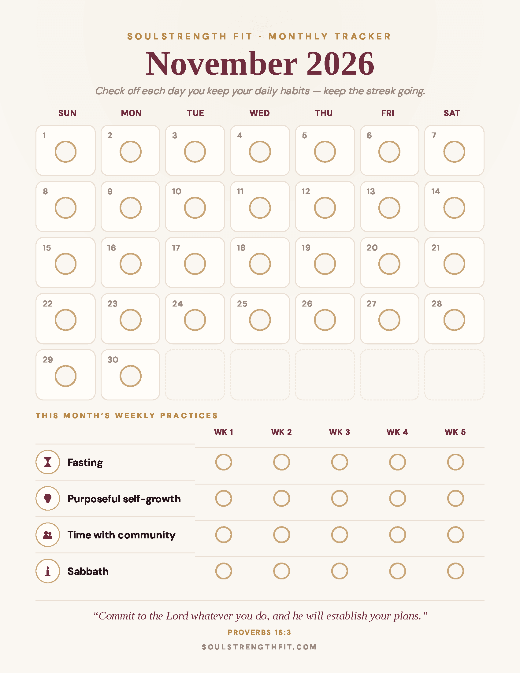 Fall Reset printout, page six