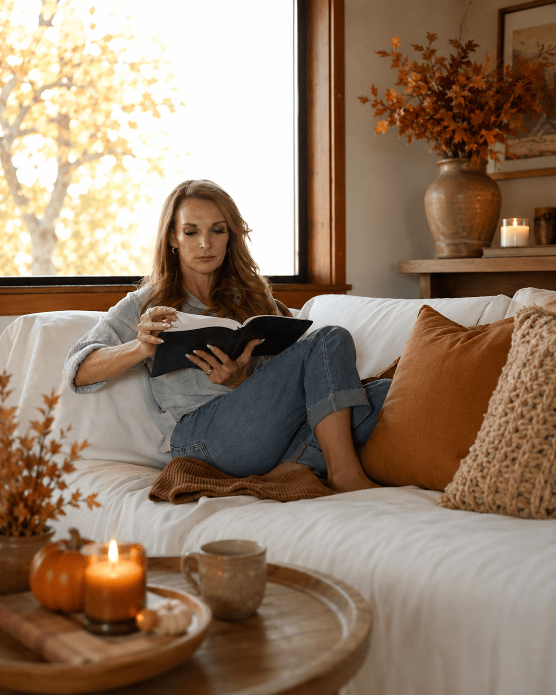 Kelly Wenner reading her Bible in the early morning