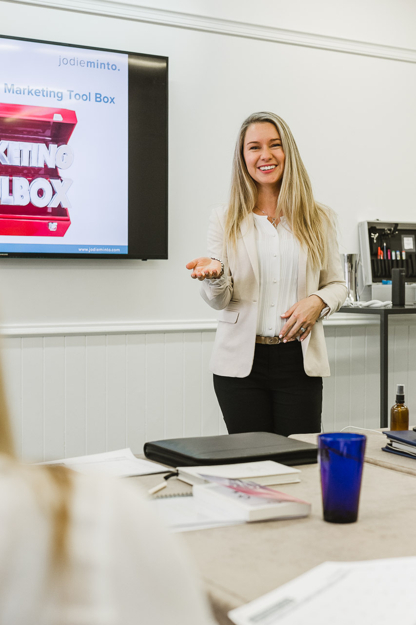 Jodie Minto speaking at an event