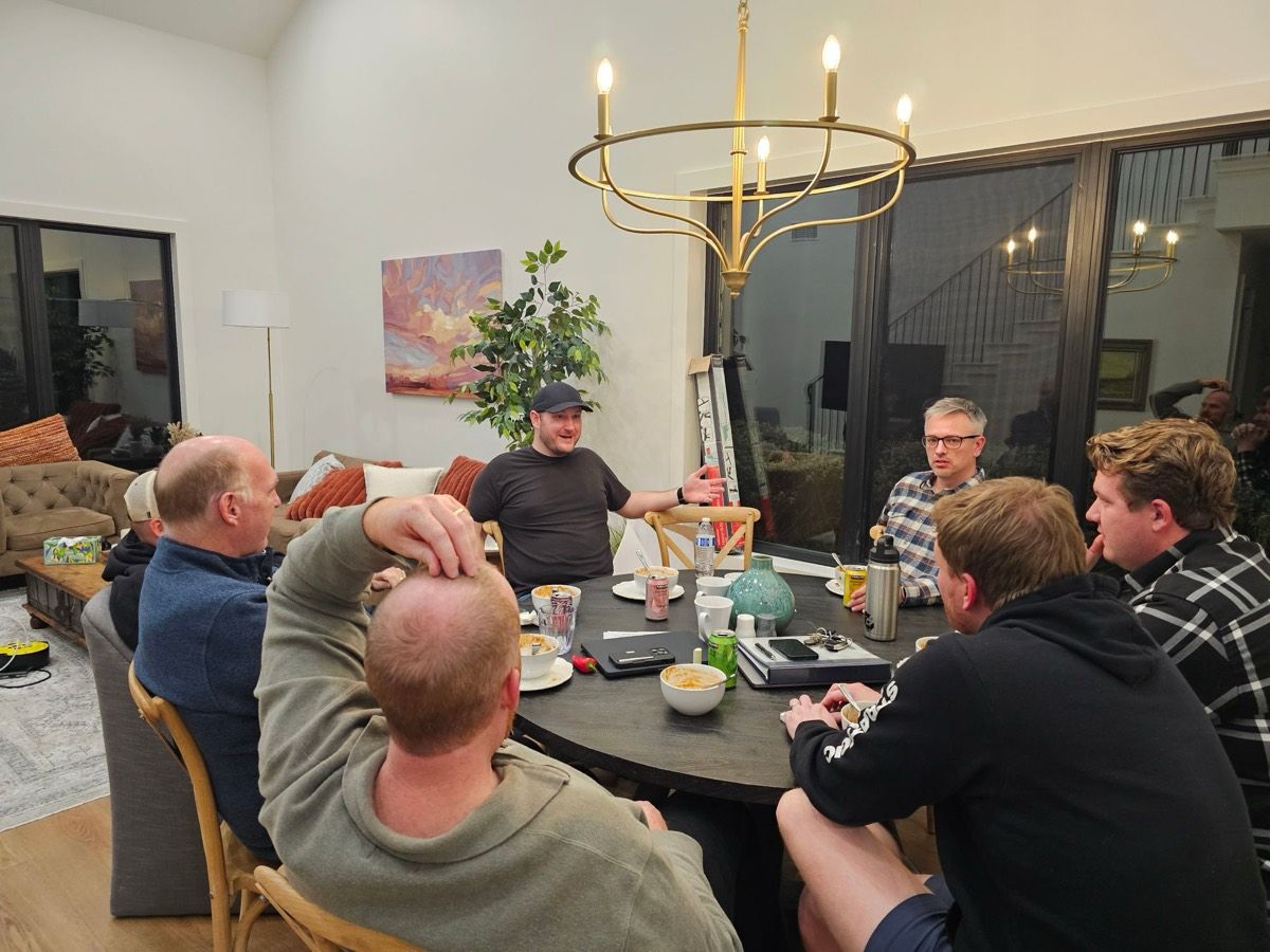 Leaders talking over dinner